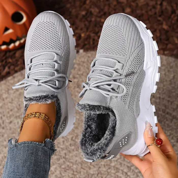 Baskets femmes hiver chaussures de sport chaudes semelles antidérapantes adaptées à la temps froid