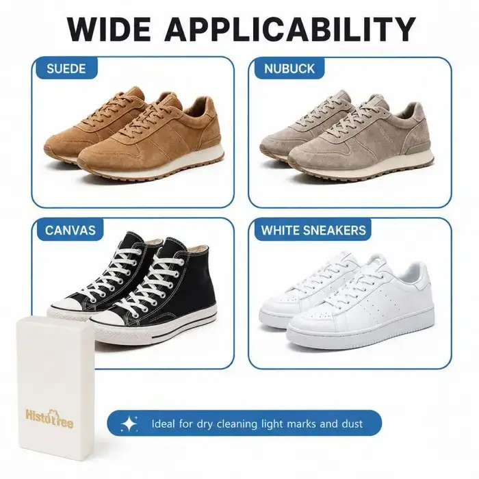 Gomme nettoyante pour chaussures en daim, nettoyant à sec sans eau pour daim, nubuck et baskets blanches, détachant portable pour chaussures