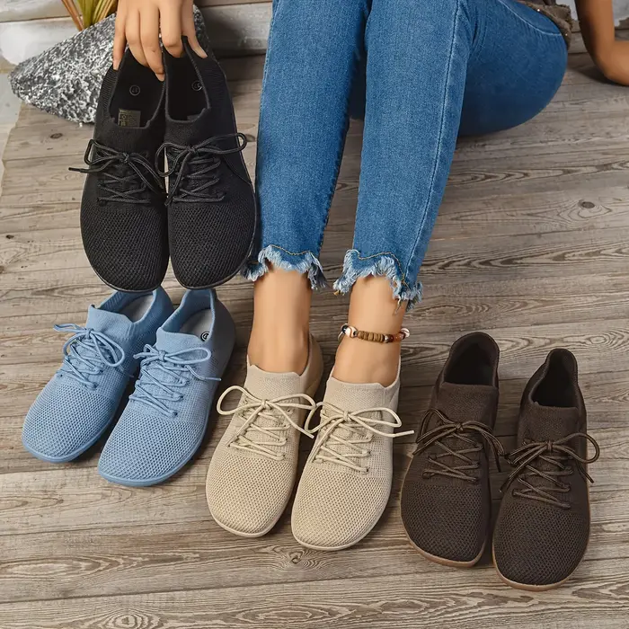 Baskets larges pour femmes chaussures plates minimaliste respirant large largeur