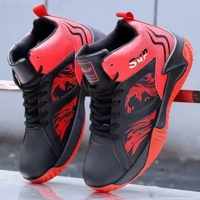 Chaussures de basketball montantes pour hommes, chaussures de sport décontractées, respirantes en cu