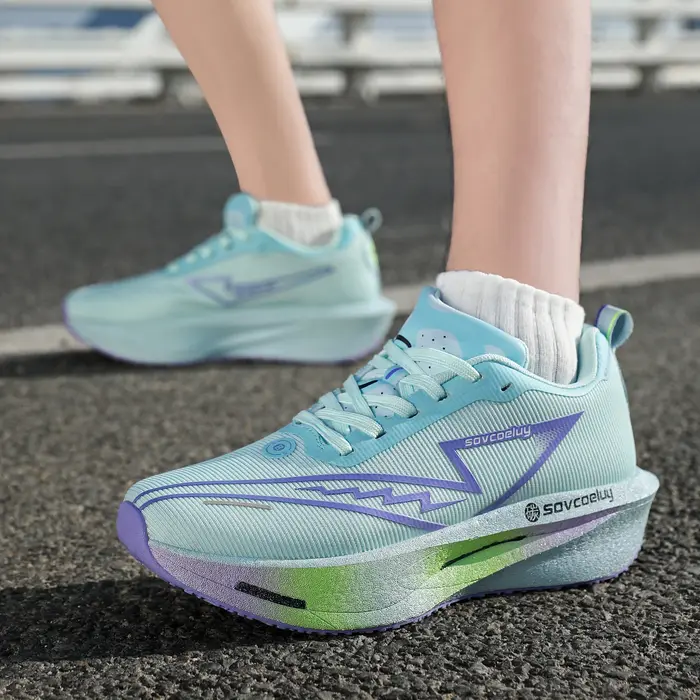 Chaussures de course avec plaque en carbone, spécialité marathon, respirantes, légères, confortables, antidérapantes, pour hommes et femmes