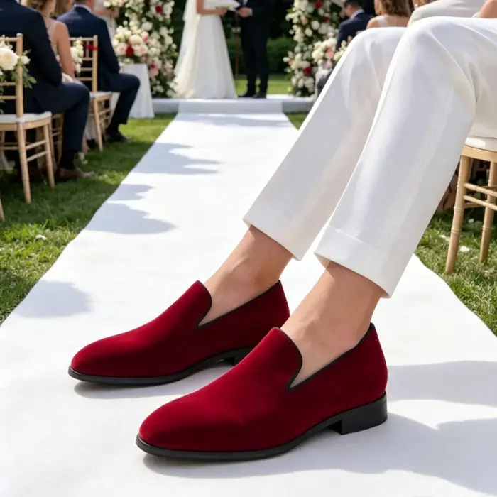 Chaussures Homme Style Britannique Rouge Nouveau Modèle Légères à Enfiler Décontractées Respirantes Printemps 2026 Confortables Faites à la Main Simples