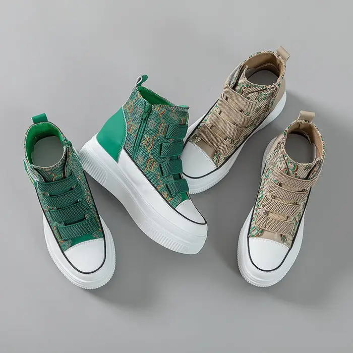 Baskets montantes en cuir à plateforme pour femme