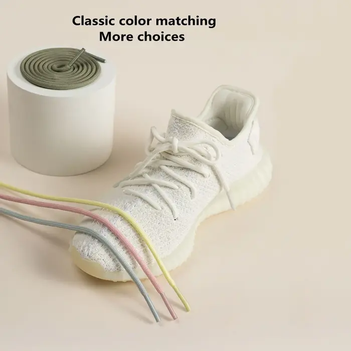 Yezy-Lacets Ronds en Polyester Blanc Cassé pour Chaussures de dehors, Baskets Lumineuses Originales,