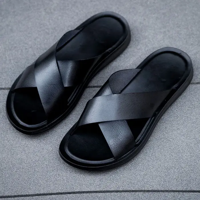 Chaussons en cuir PU italien pour hommes