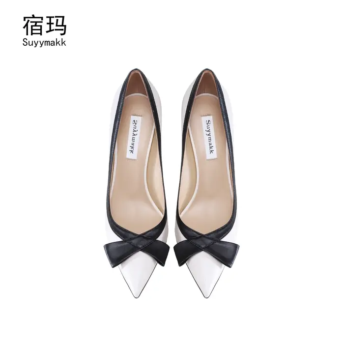 Escarpins pointus à talons hauts avec nœud papillon pour femmes, chaussures de luxe pour dames, robe
