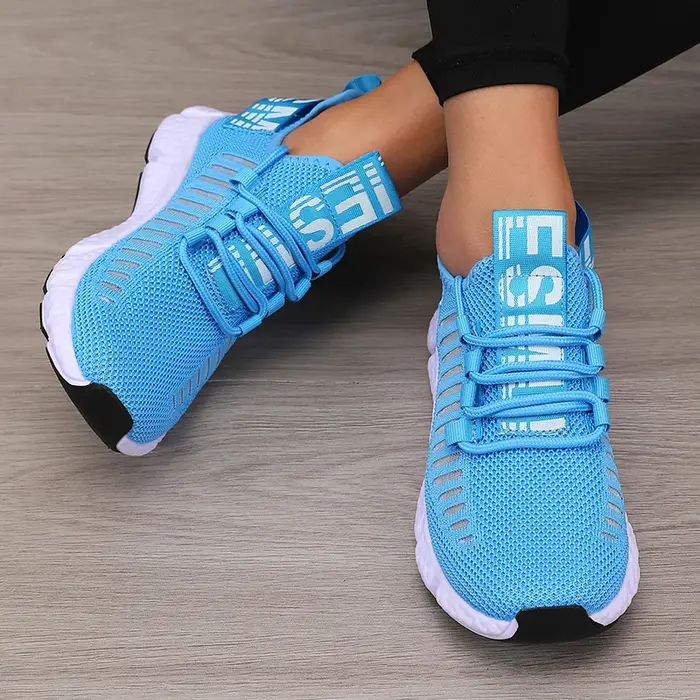 Chaussures de sport pour femmes maille légère semelle souple sangle de Jogging respirant mode sport 