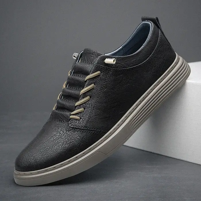 Chaussures décontractées en cuir véritable de créateur chaussures Oxford de sport de plein air noire
