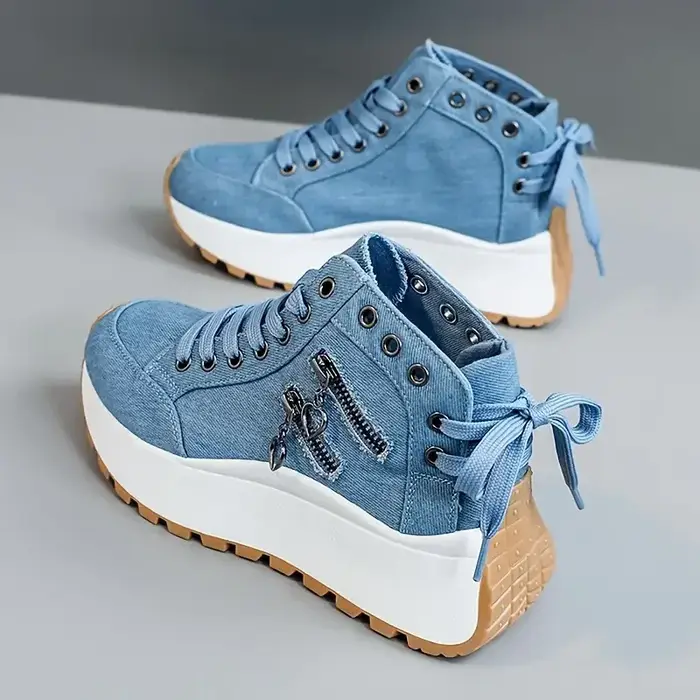 Baskets femme classique Denim toile chaussures à lacets