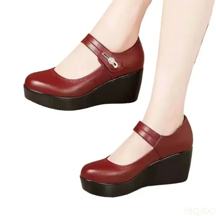 Nouvelles chaussures décontractées à bout rond pour femmes, confortables à semelle épaisse, polyvalentes, à talons hauts et compensés, escarpins pour femmes, Zapatos Mujer
