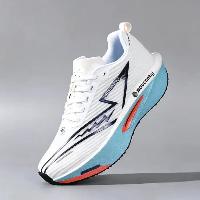 Chaussures de course pour hommes avec technologie de plaque en carbone et semelles antidérapantes en TPR, chaussures d'entraînement professionnelles pour marathon, adaptées aux entraînements de fitnes