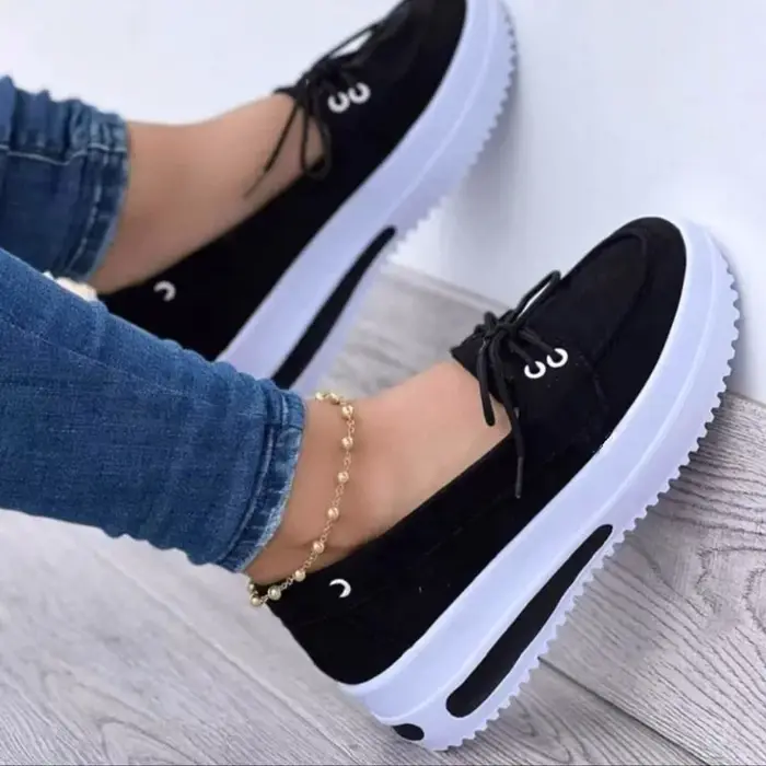 Chaussures à plateforme à lacets pour femmes, baskets décontractées, confortables à enfiler, anti-alds, grande taille 43, automne, nouveau, 2025