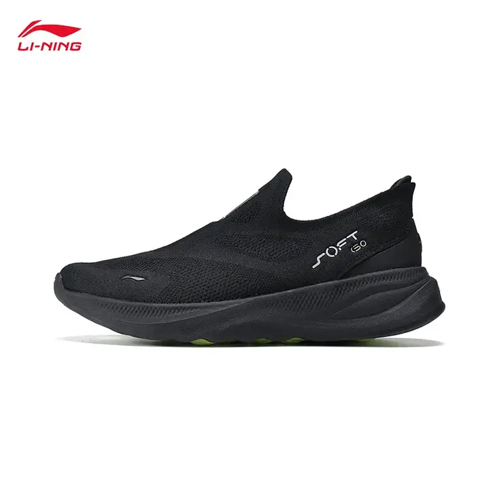 LI-NING hommes SOFT GO 2 tricot sans lacet chaussures de marche décontractées coussin confort maille