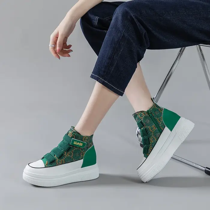 Baskets montantes en cuir à plateforme pour femme