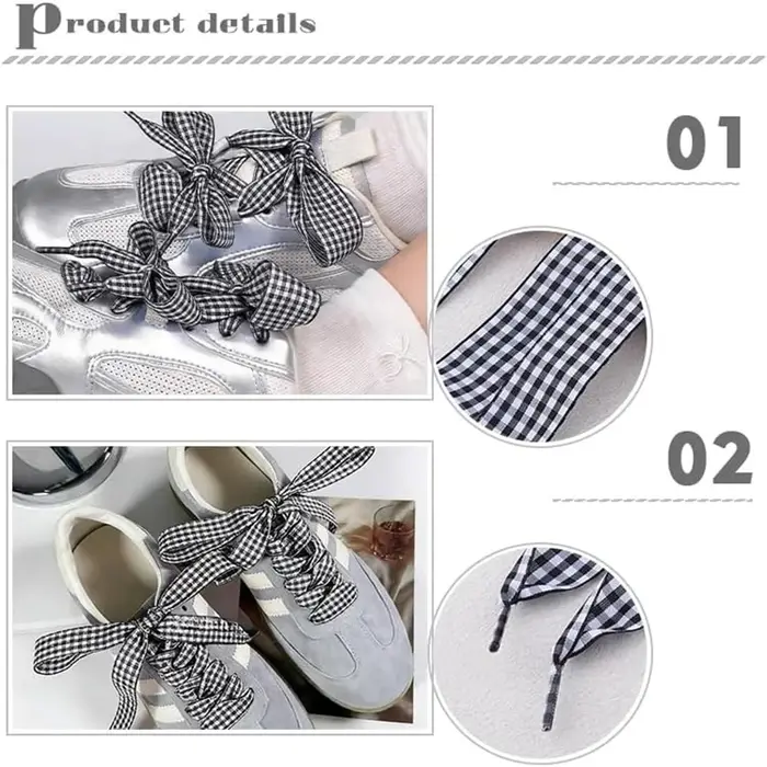 1 Paire de Lacets Mignons à Carreaux Vichy Pastel