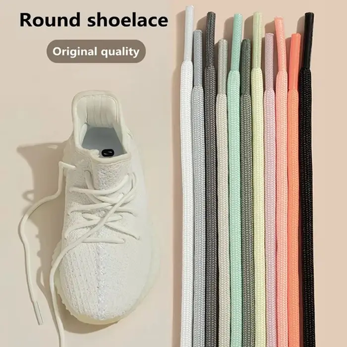 Yezy-Lacets Ronds en Polyester Blanc Cassé pour Chaussures de dehors