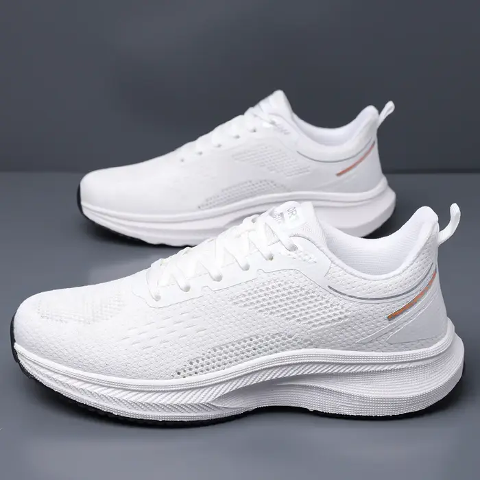 Chaussures de course en maille blanche pour hommes, baskets de sport légères et respirantes, antidér