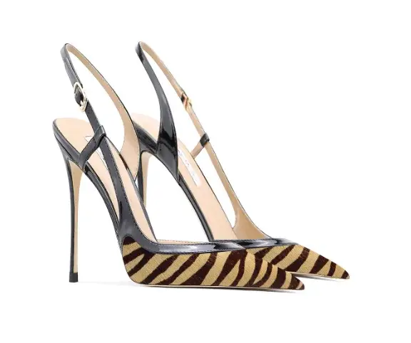 Sandales à lanières arrière à motifs de tigre avec talon fin