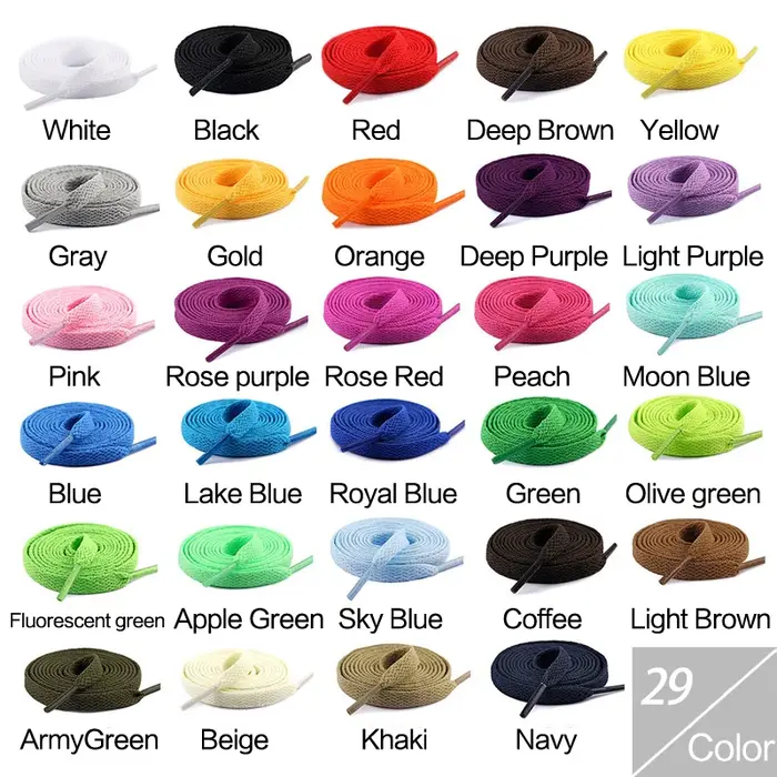 1 paire 100 120 CM longueur 29 couleurs lacet plat populaire chaussures de sport lacets décontracté toile unisexe