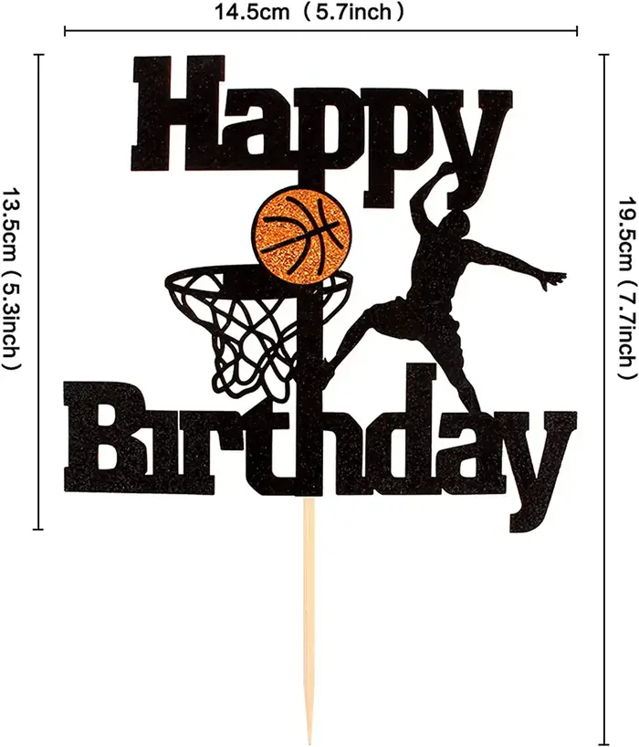 Décoration de gâteau joyeux anniversaire, basket-ball, filet de drapeau, boule de mariage pour garço
