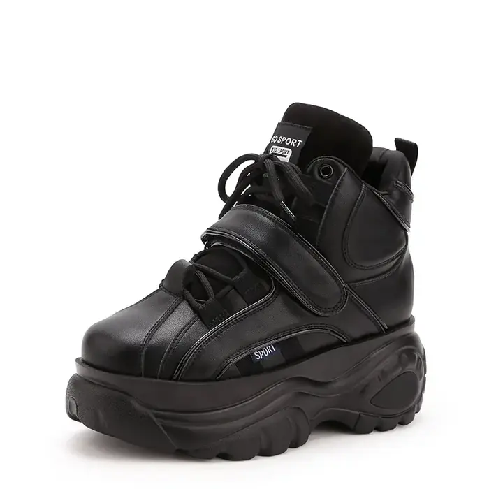 Baskets hautes en cuir véritable pour femmes, talon compensé épais, bottes de rinçage à plateforme, 