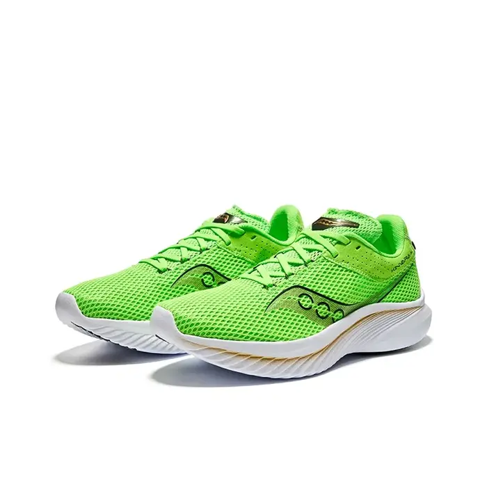 Chaussures de course et d'entraînement légères en mesh à tige basse Saucony Kinvara 14 pour hommes, vert et or S20823-36