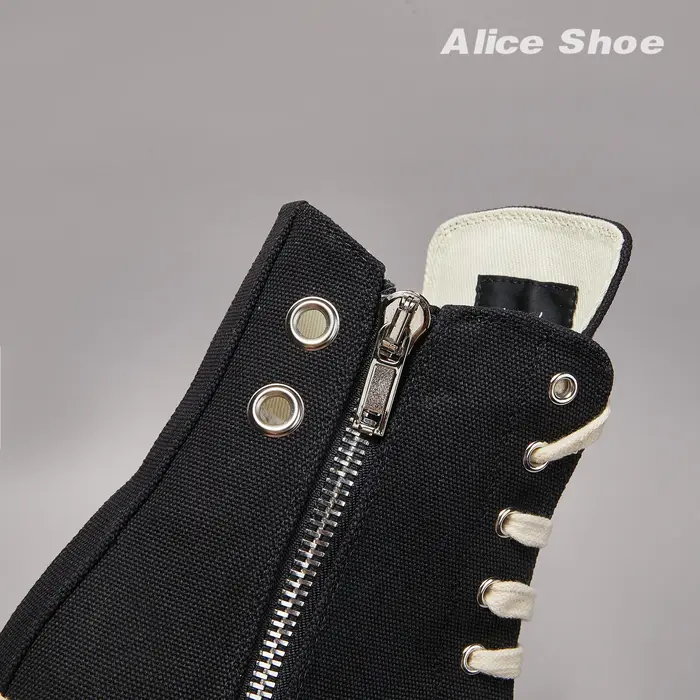 Marque hommes chaussure décontracté haut femmes Sneaker qualité noir bottine concepteur en cuir fermeture éclair trou