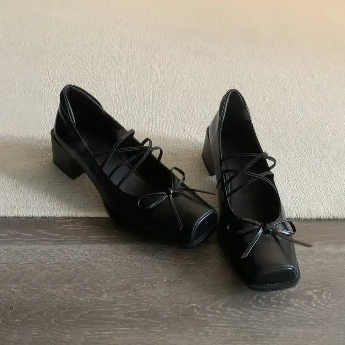 Chaussures Mary Jane pour femmes, en cuir véritable exquis, talons bas, chaussures décontractées à b
