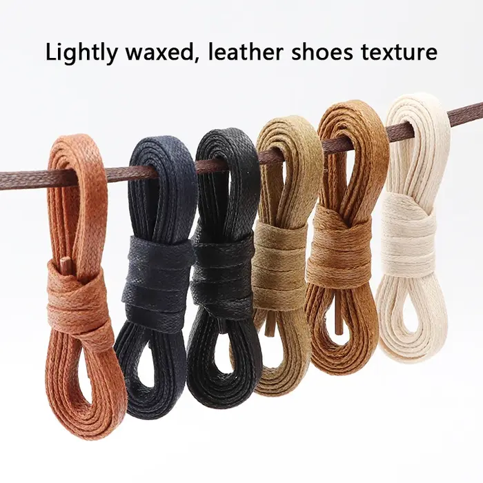 Lacets plats cirés en cuir chaussures décontractées imperméables lacets bottes unisexe longueur de l