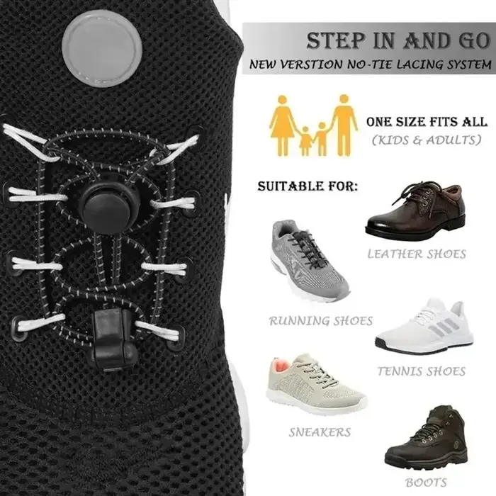 1 paire de lacets élastiques extensibles sans cravate