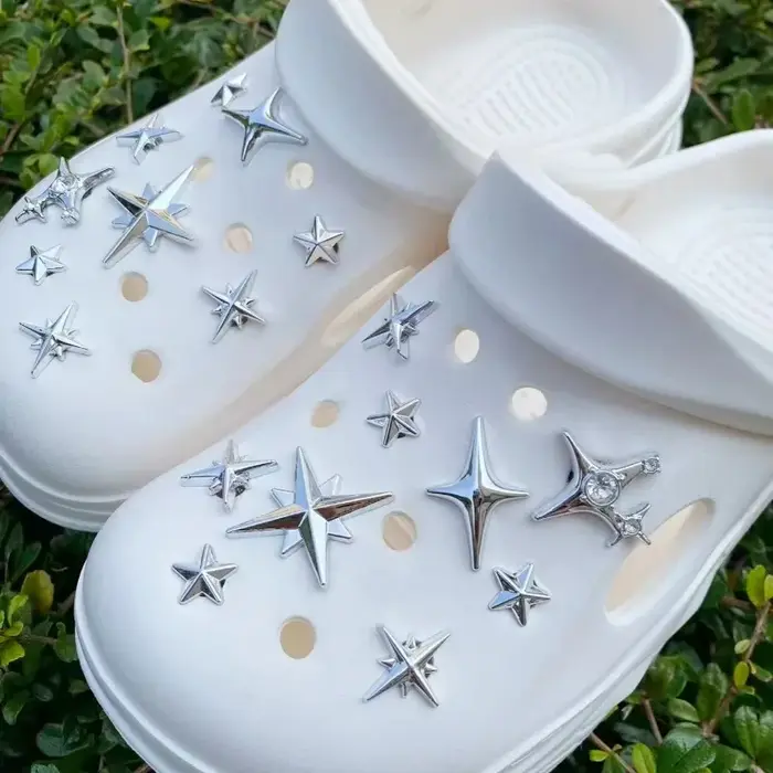 18 Accessoires de chaussures étoile argentée pour la mode DIY - Décorations amusantes et multifonctionnelles pour