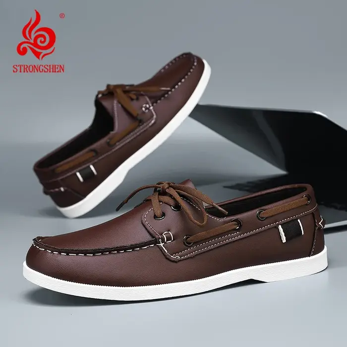 Hommes mocassins Design bateau chaussures en cuir PU de haute qualité confortable sans lacet doux plat polyvalent à la