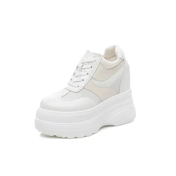 Baskets montantes en cuir blanc pour femme