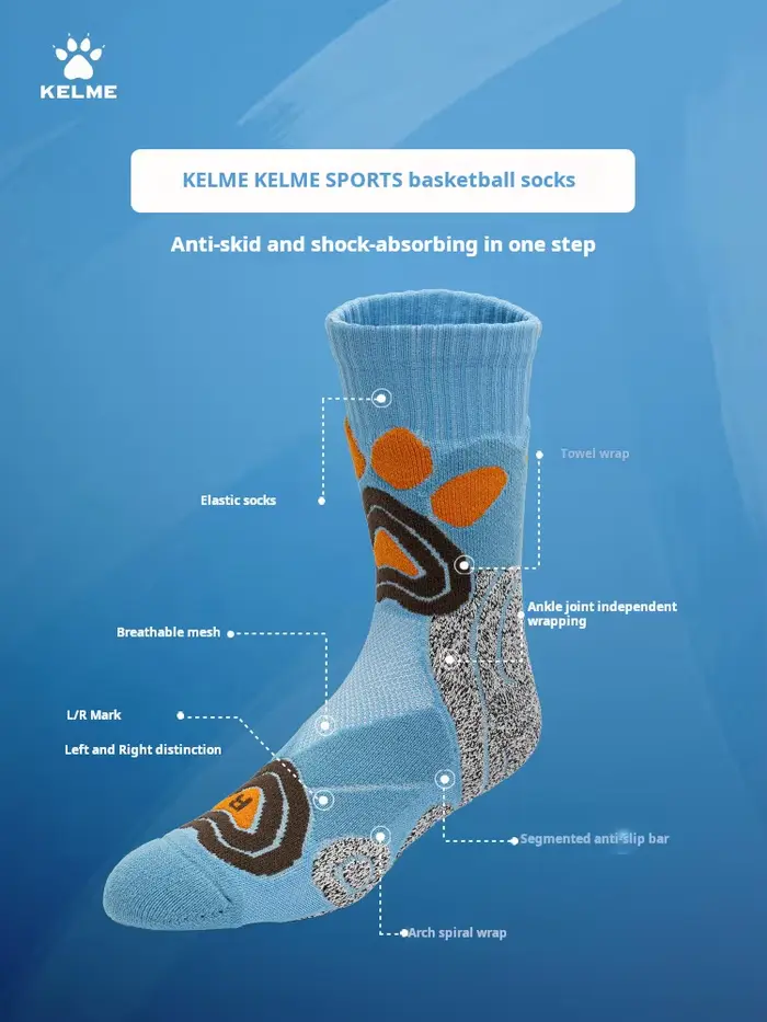 Kelme-Chaussettes longues de sport, respirantes et coordonnantes, socquettes de course, de basketball professionnelles, American Elite