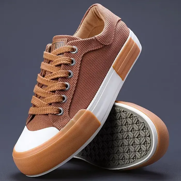 Hommes toile chaussures décontracté à lacets baskets mode d'été respirant vulcaniser