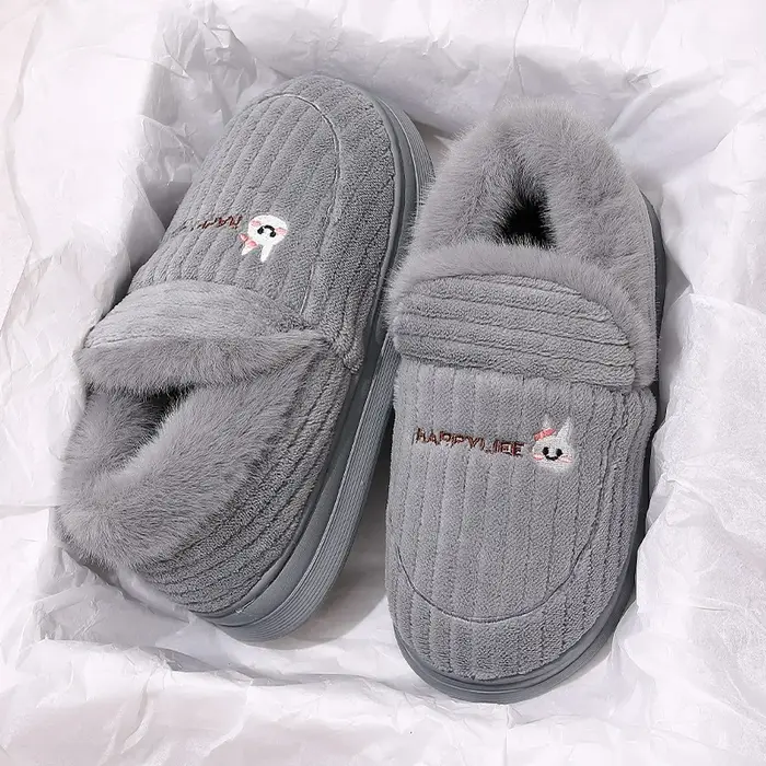 Pantoufles en coton pour femmes, sac d'hiver et usage domestique intérieur, chaussures chaudes en co