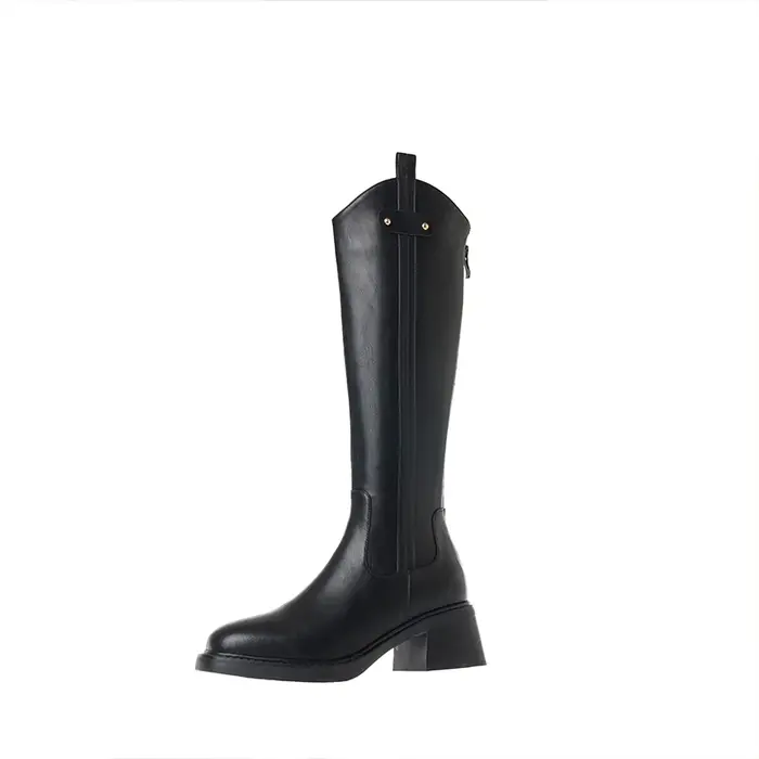 Ods-Chaussures à tige haute au genou pour femmes, talons bas élégants, bottes longues d'automne et d
