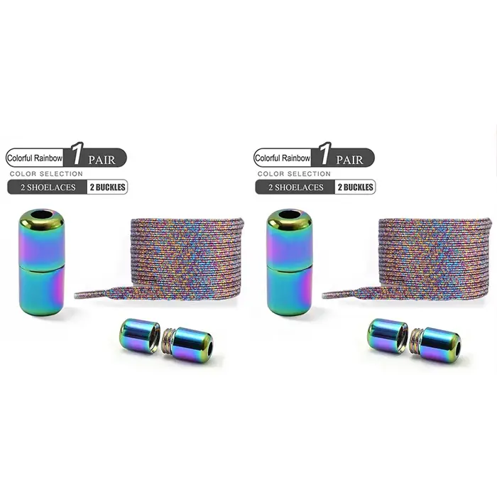 1 paire/2 paires/4 paires sans cravate lacets de chaussures boucle colorée