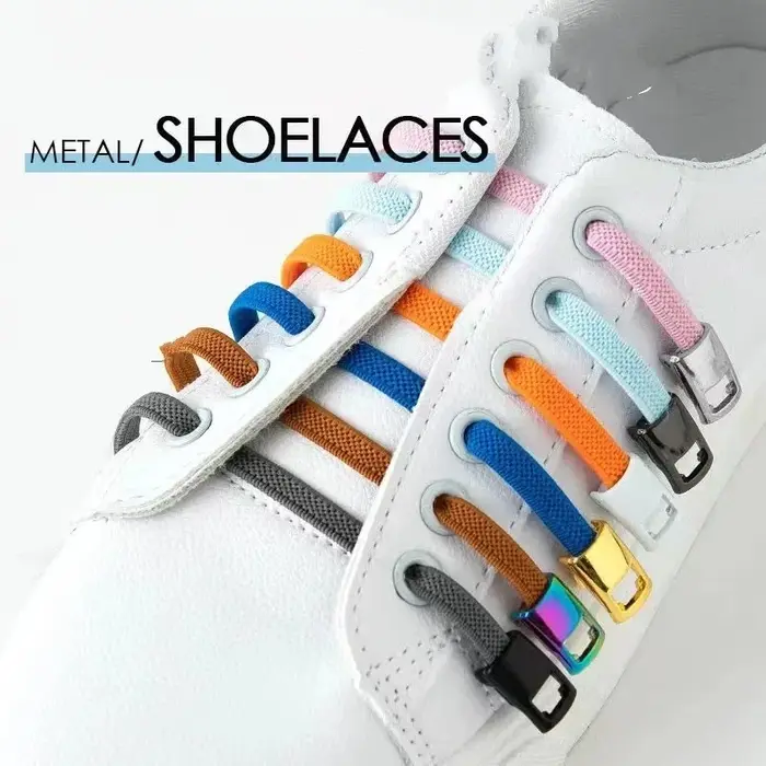 NOUVEAUX lacets de verrouillage à pression sans attaches lacets élastiques Sneaker 8MM élargi plat s