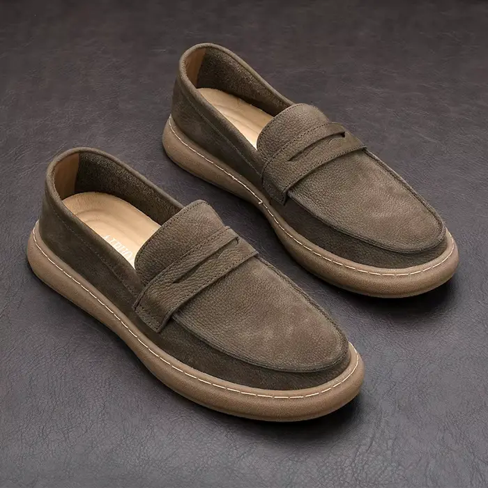 Mocassins d'affaires décontractés en cuir véritable italien pour hommes