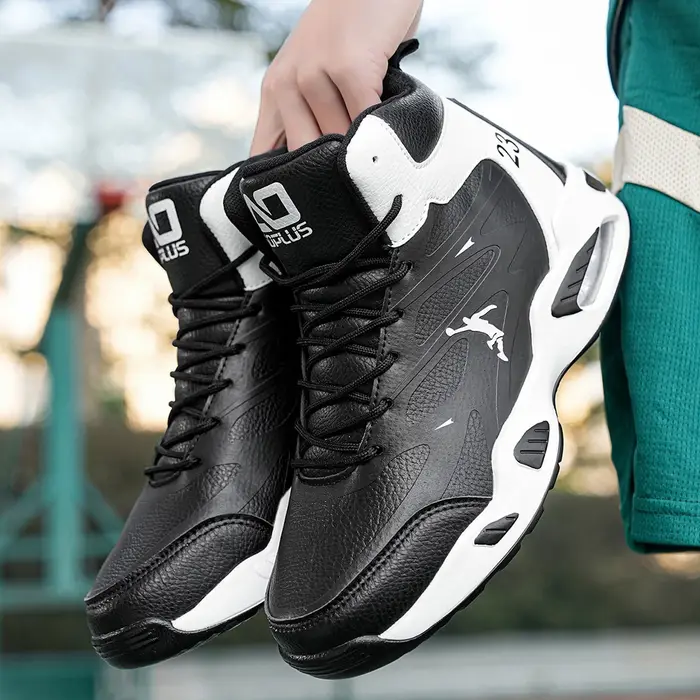 Chaussures de basket-ball à tige haute pour hommes, baskets à coussin d'air, antidérapantes, respira