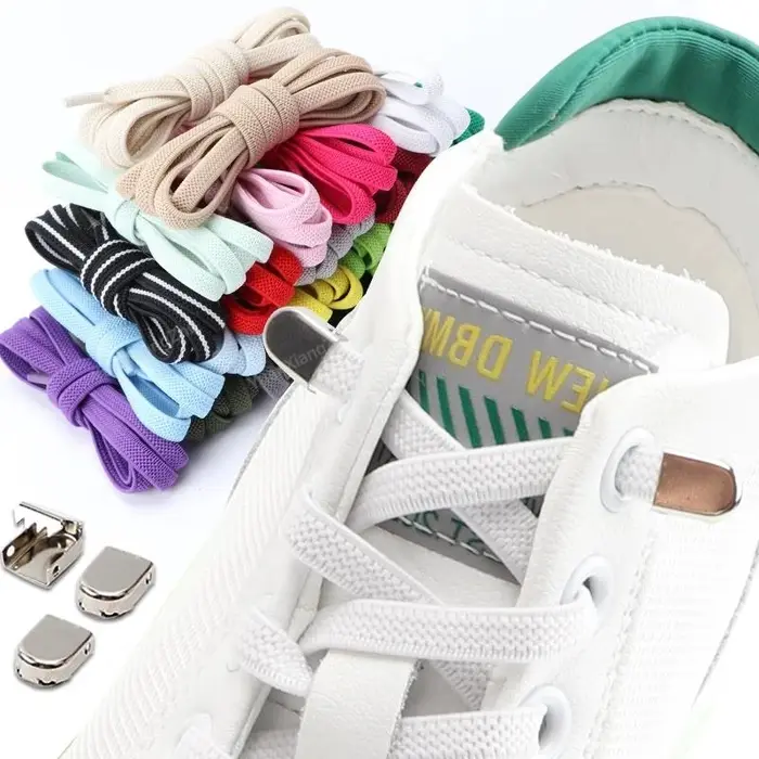 Lacets de chaussures sans cravate lacets élastiques baskets lacets plats sans attaches lacet rapide 