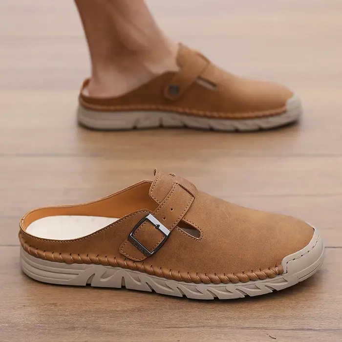 Chaussures semi-ouvertes de haute qualité, nouvelle collection 2026, mocassins en cuir confortables et décontractés pour hommes, respirants, pour la marche en extérieur