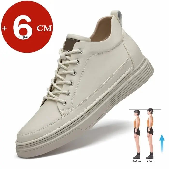 Chaussures rehaussantes en cuir véritable pour hommes, chaussures de sport décontractées, chaussures