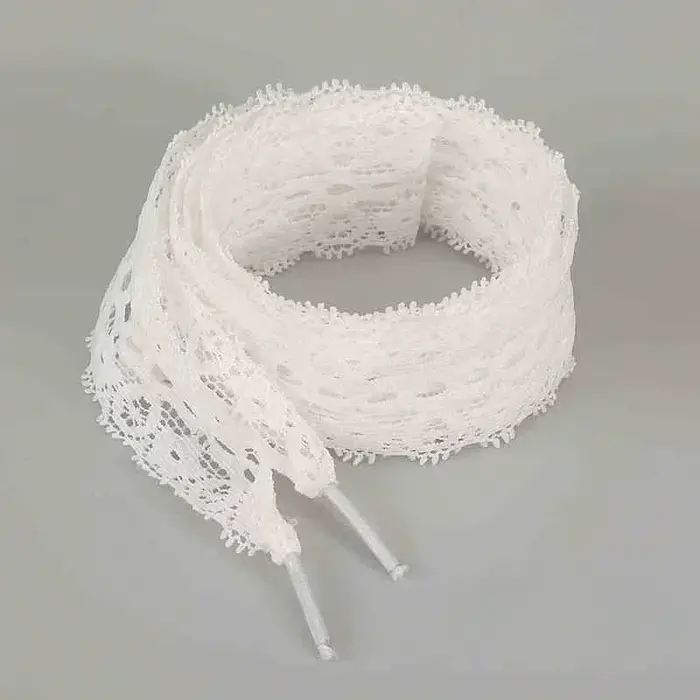 1/4 paires fantaisie dentelle 3CM de large lacets plats baskets femmes chaussures décontractées noir