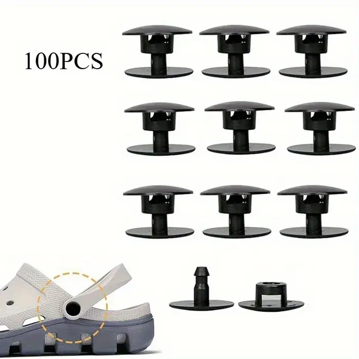 100 pièces de rivets de chaussures en plastique-accessoire de réparation rapide pour sabots en mouss