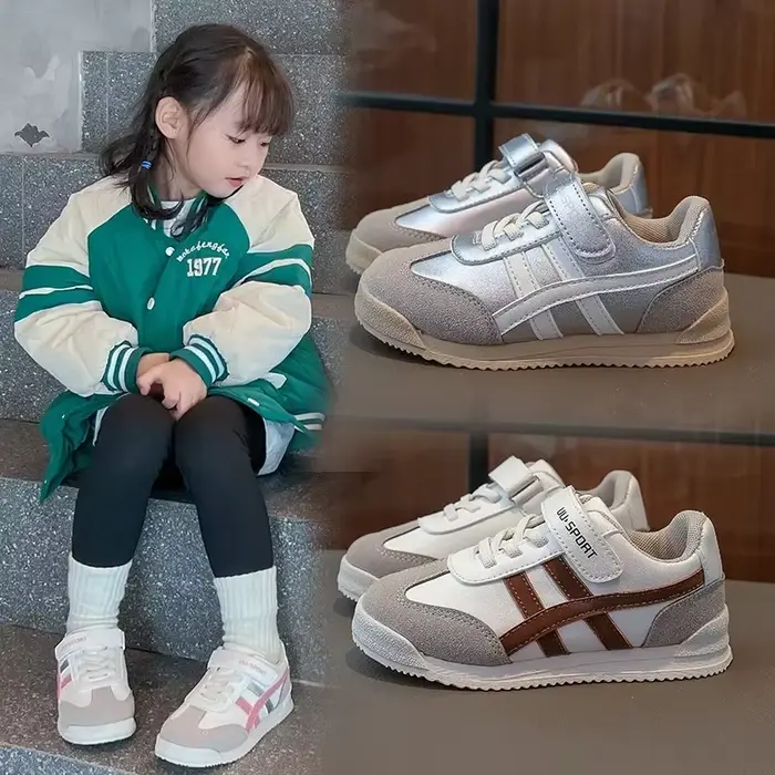 Chaussures de sport pour enfants, colorées, avec coutures, fermeture auto-agrippante, bout rond, sem