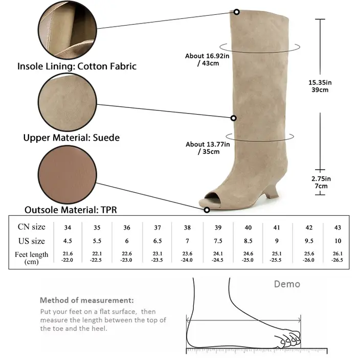 GMQM 2025 nouvelles femmes Slouchy genou bottes hautes bout ouvert talon compensé large mollet tirer