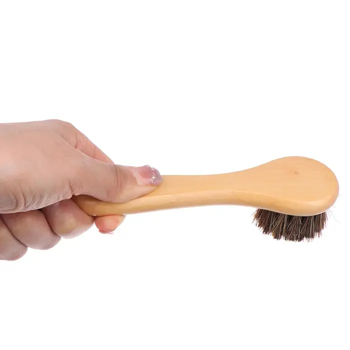 Brosse à chaussures durable avec manche en bois, brosse à poils de cheval, vernis à chaussures, livres brillants, dépoussiérage