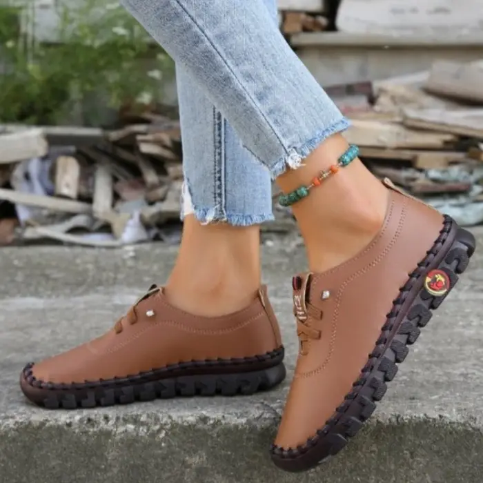 Nouvelles chaussures décontractées pour femmes printemps 2022, mocassins à plateforme, ballerines en cuir à lacets, chaussures à enfiler pour femmes, chaussures pour maman, chaussures femme.